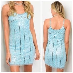 Gorgeous Ice Blue Formal Sequin Beaded Dress